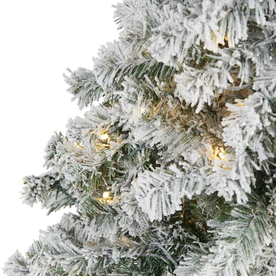 5ft. Pre-Lit Flocked Rock Springs Spruce Artificial Christmas Tree with Clear LED Lights